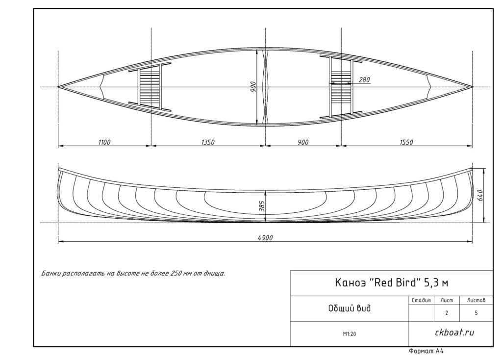Реечное каноэ чертеж