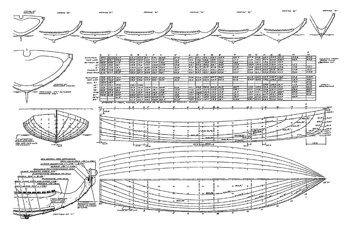 Теоретический чертеж гребная лодка Spur II